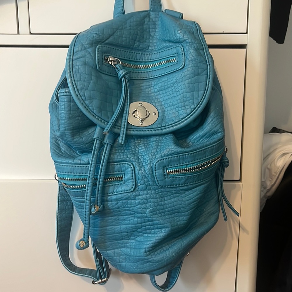 Teal mini backpack four pockets